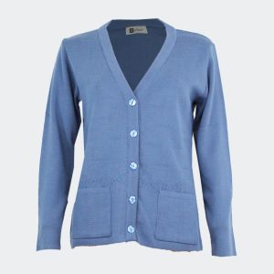 chaqueta mujer punto pico botones bolsillos detalles relieves cenefa calada bajo