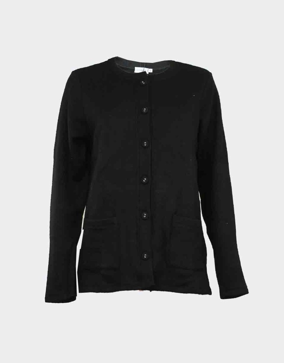 Chaqueta de mujer punto cuello redondo con botones y bolsillos color liso - Imagen 4