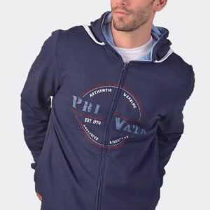 Chaqueta de chándal básica con cremallera, bolsillos y capucha con logo grande redondo en el delantero PRIVATA