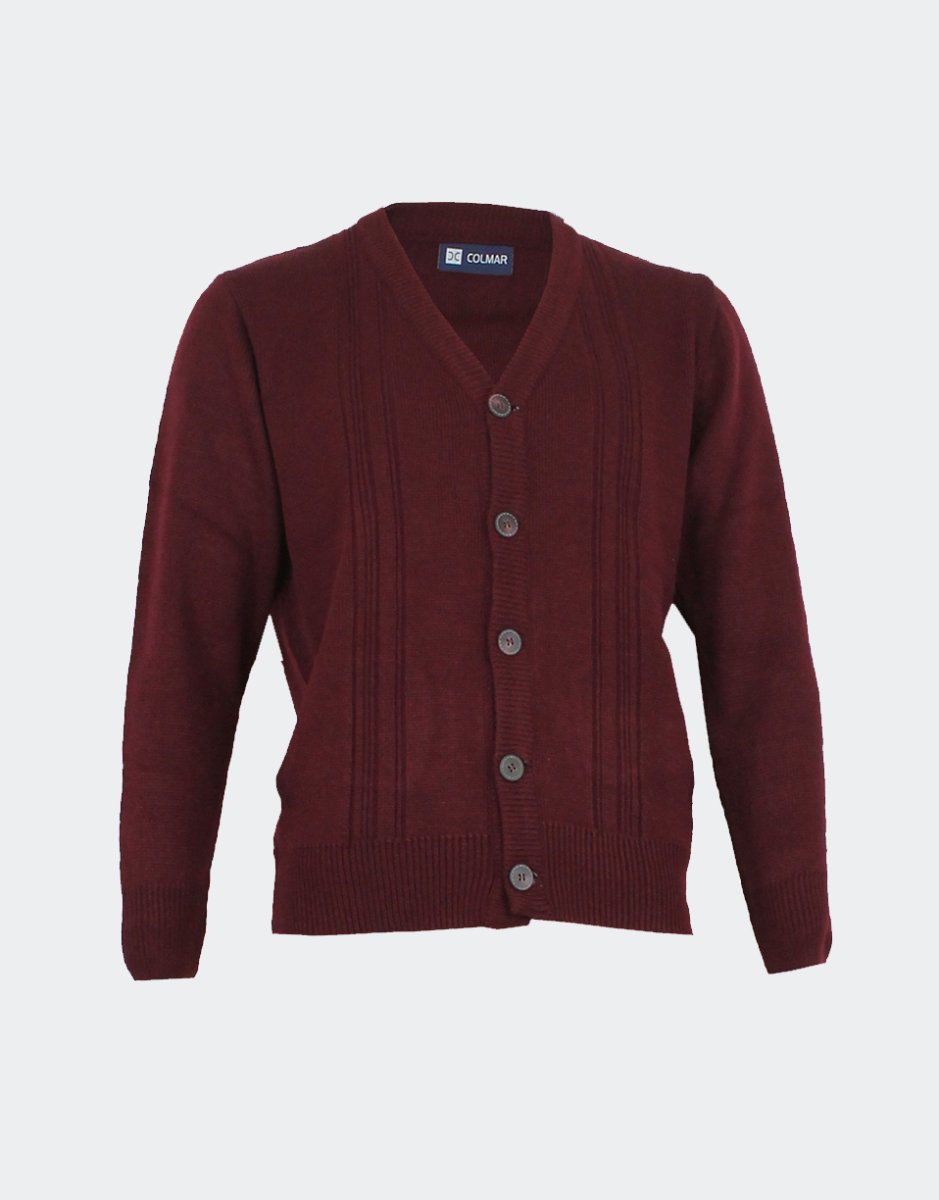 Chaqueta hombre punto cuello pico rayas de relieve verticales con bolsillos - Imagen 3