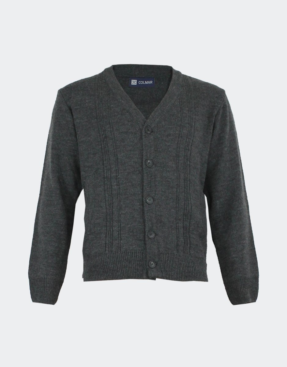 Chaqueta hombre punto cuello pico rayas de relieve verticales con bolsillos - Imagen 4