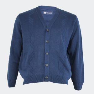 Chaqueta punto hombre cuello pico con franja ‘zig zag’ en el delantero
