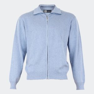 Chaqueta hombre verano básica con cremallera, cuello vuelto y bolsillos de algodón