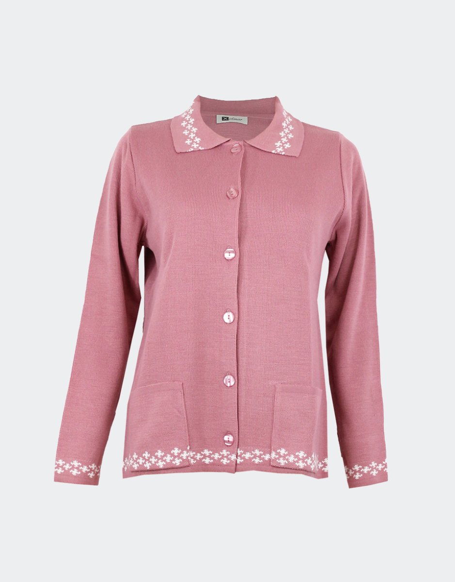 Chaqueta mujer punto cuello polo con bolsillos y detalle de estrellitas en cuello y bajos - Imagen 3