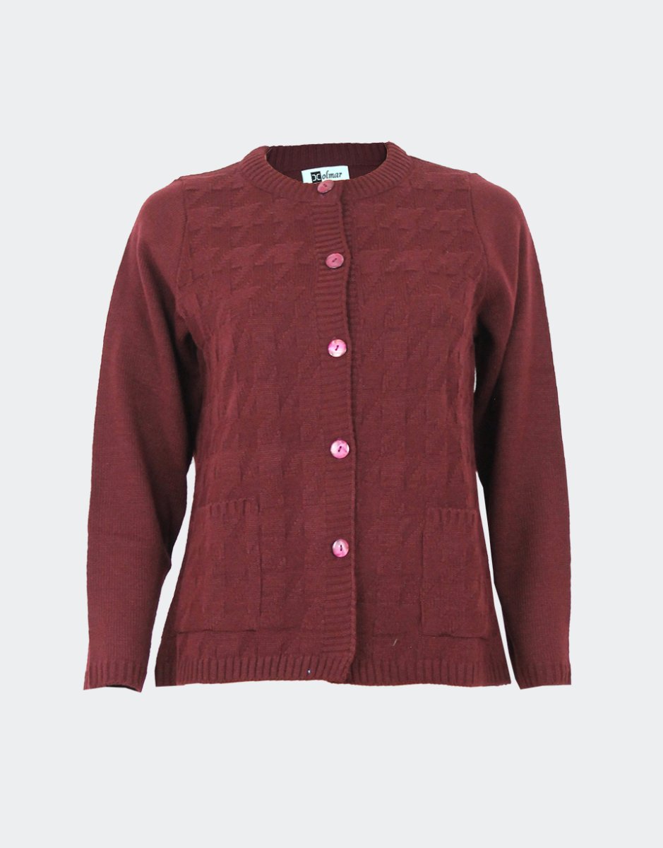 Chaqueta mujer punto con bolsillos relieve en ‘pata de gallo’ - Imagen 3