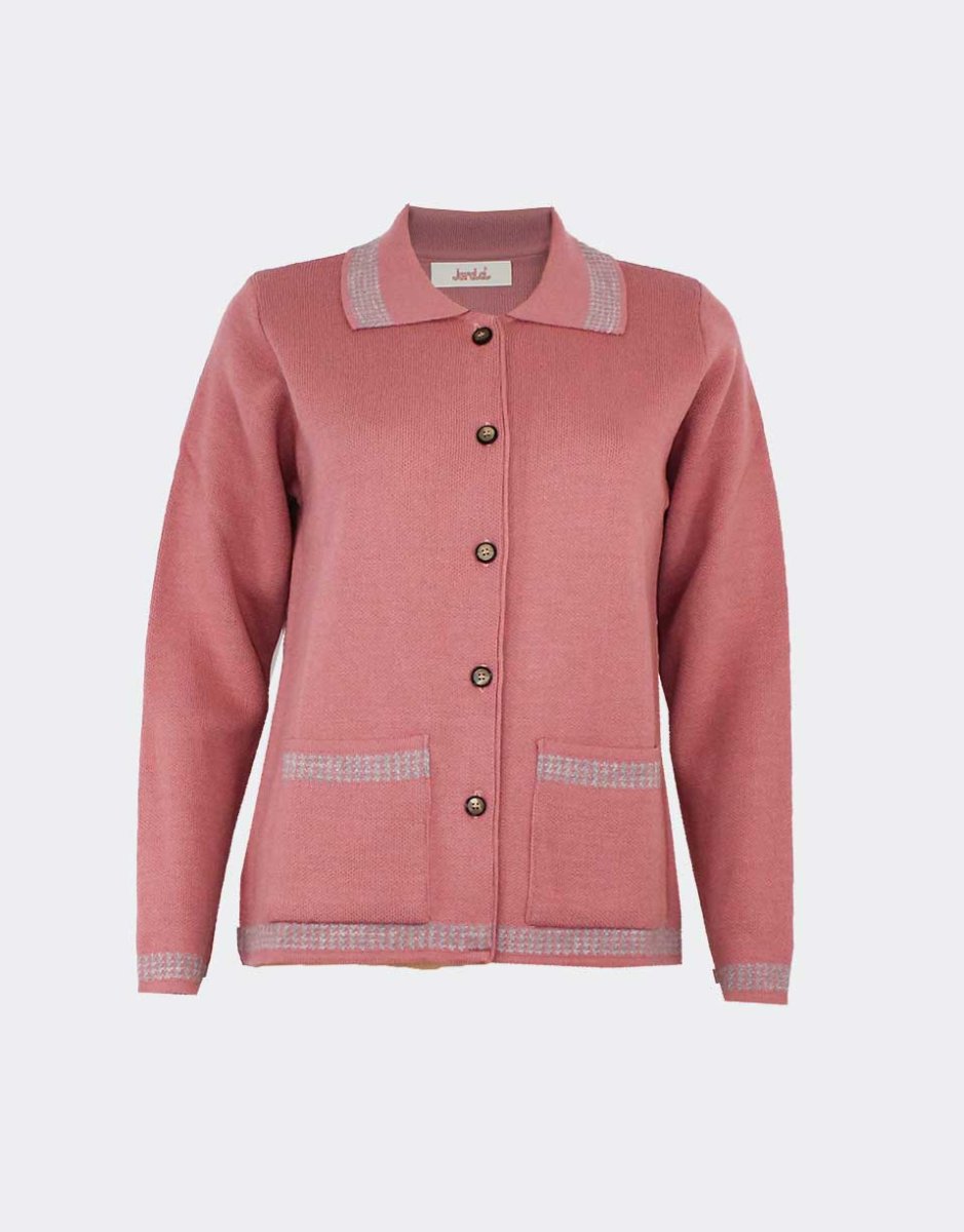 Chaqueta mujer punto cuello, botones y bolsillos, detalle en los borde de ‘pata de gallo’ - Imagen 3