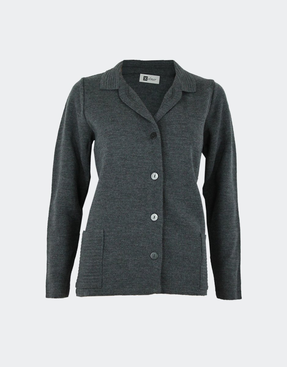Chaqueta punto mujer cuello solapa y bolsillos - Imagen 5