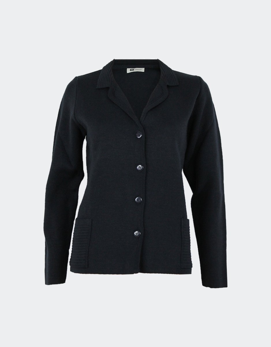 Chaqueta punto mujer cuello solapa y bolsillos - Imagen 3