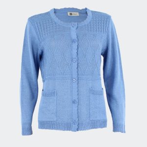 Chaqueta mujer verano con cuello redondo y bolsillos