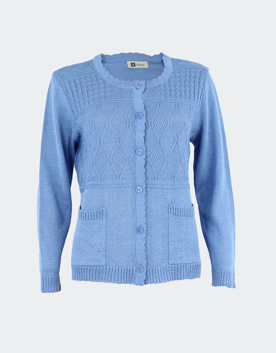 Chaqueta mujer verano con cuello redondo y bolsillos