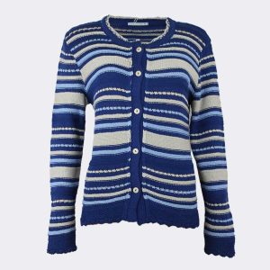 Chaqueta mujer punto VERANO cuello redondo de rayas