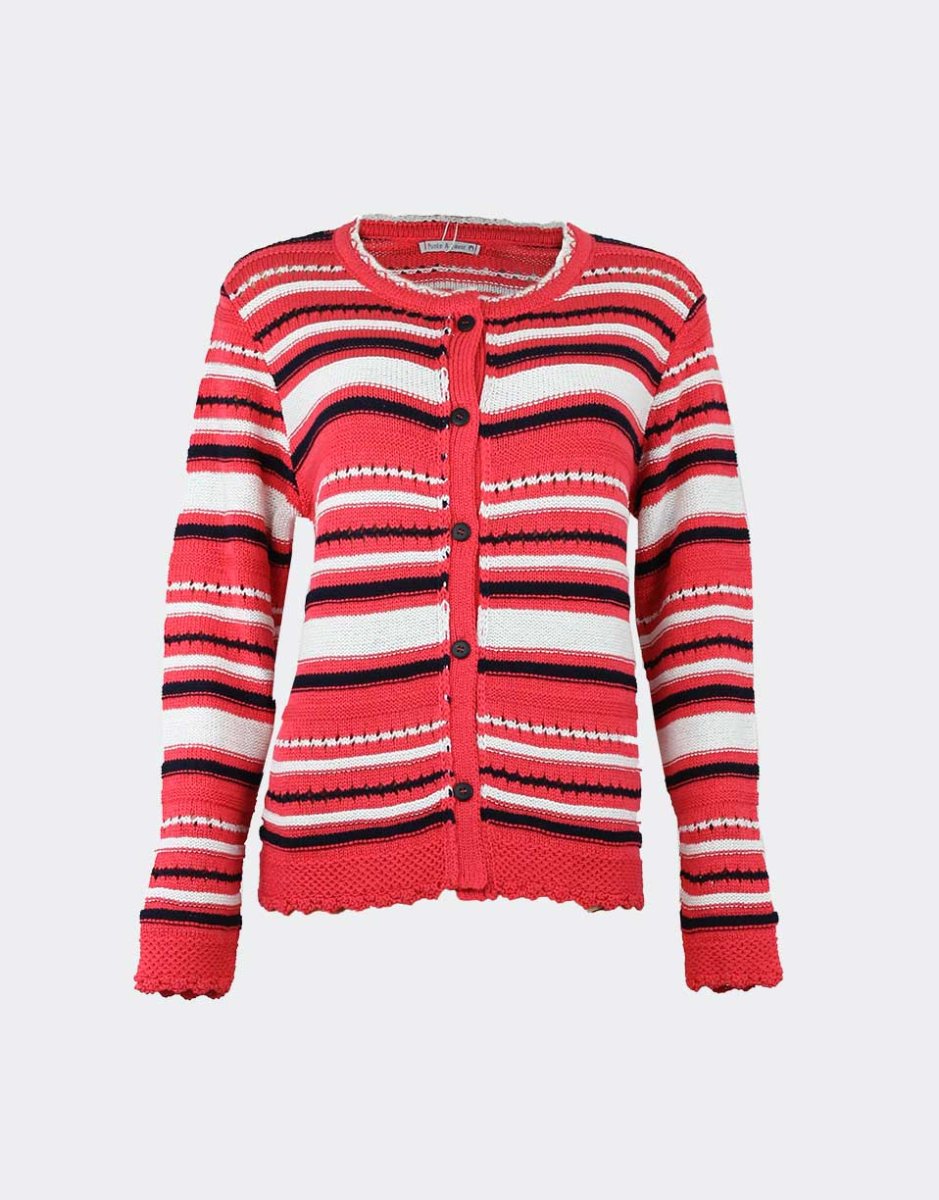 Chaqueta mujer punto VERANO cuello redondo de rayas - Imagen 3