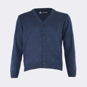 Chaqueta hombre punto cuello pico y bolsillos, relieve ‘palitos’