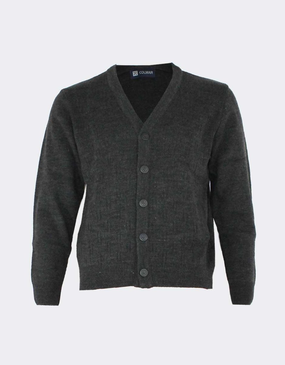 Chaqueta hombre punto cuello pico y bolsillos, relieve ‘palitos’ - Imagen 4