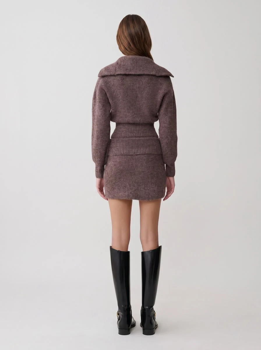 Half-Zip Knit Sweater & Skirt Set - Imagen 5
