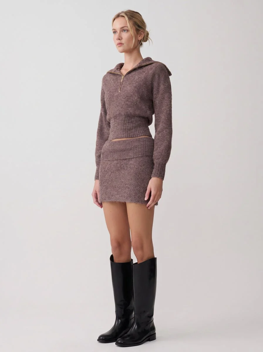 Half-Zip Knit Sweater & Skirt Set - Imagen 6