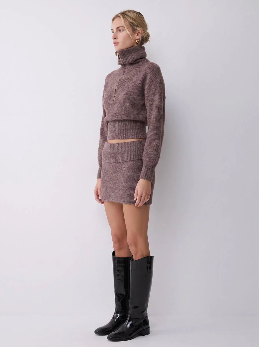 Half-Zip Knit Sweater & Skirt Set - Imagen 7