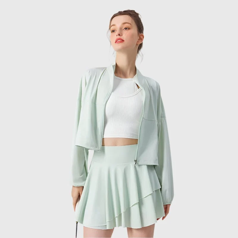 Stand Collar UPF50+ Crop Sport Jacket - Imagen 3