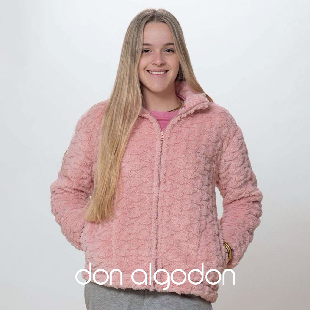 Bata Corta Rosa Mujer Cremallera de Don Algodón. DA24460 - Imagen 2