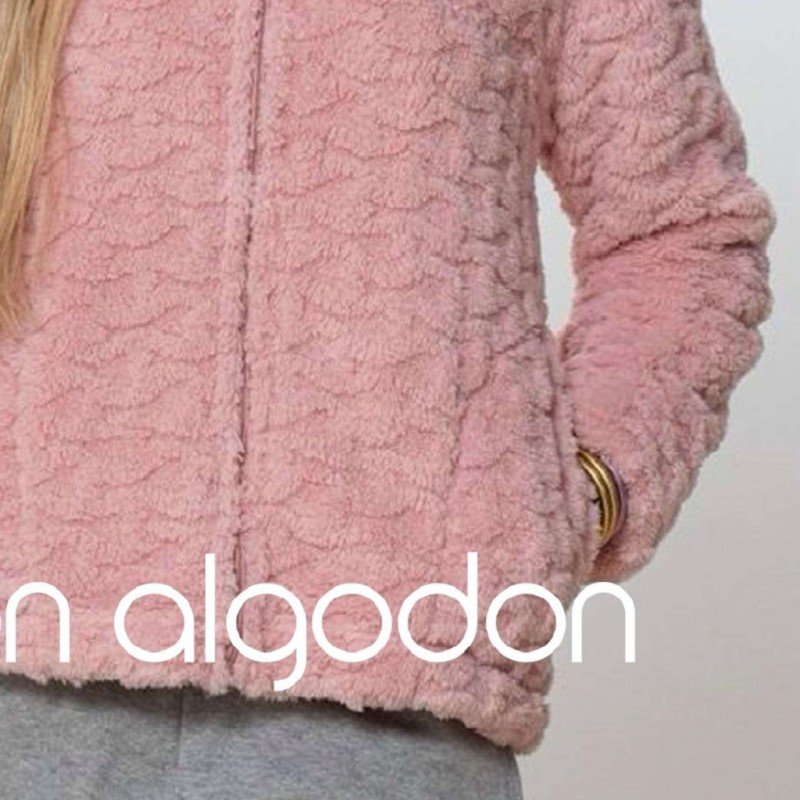 Bata Corta Rosa Mujer Cremallera de Don Algodón. DA24460 - Imagen 3