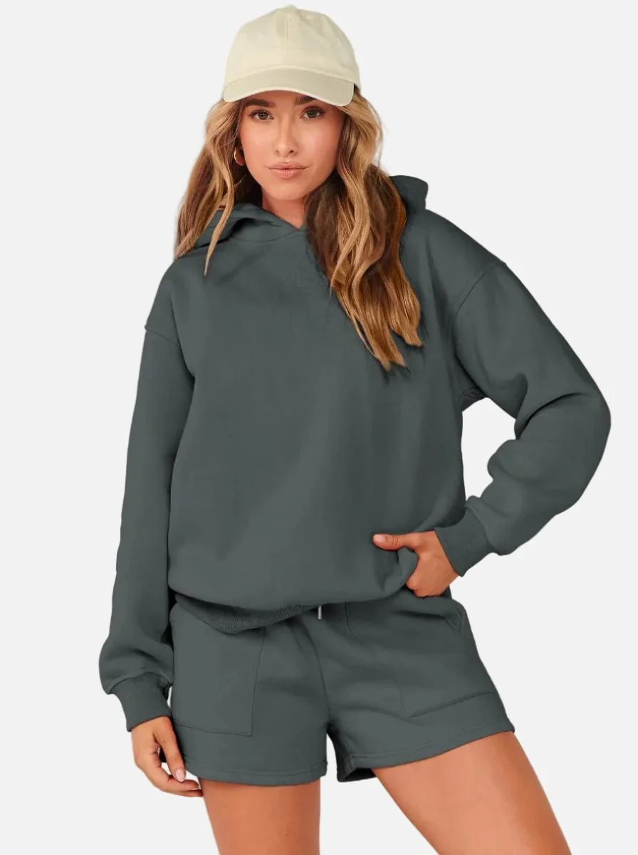 Women's Casual Hoodie & Shorts Set - Imagen 9