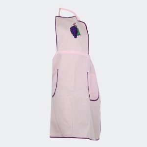 Delantal cuadro pequeño rosa con uva en el peto