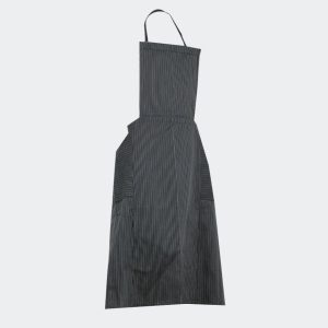 Delantal negro con rayas blancas