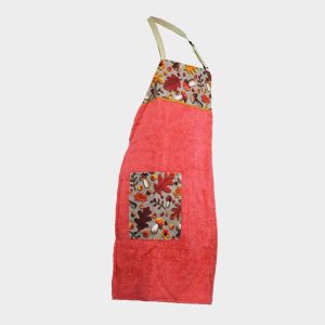 Delantal de rizo con detalle tela de setas