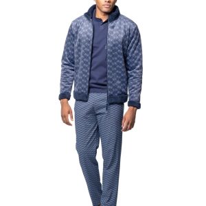 Bata Corta Azul Terciopelo con Cremallera de Egatex