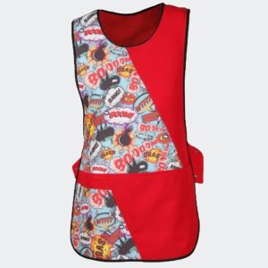 Estola o casulla roja con estampado BOOM!!