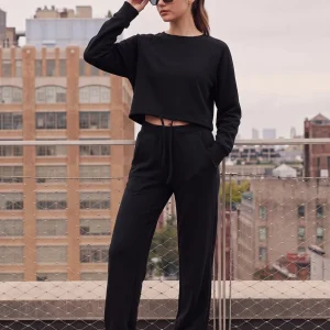 Women's Cropped Drawstring Sweat Set