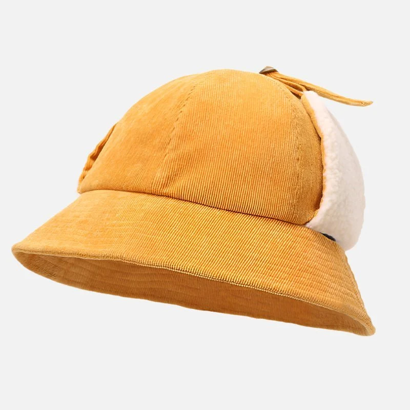 Ear Flap Corduroy Bucket Hat - Imagen 4