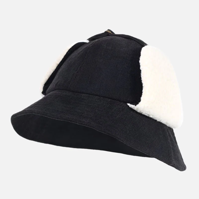 Ear Flap Corduroy Bucket Hat - Imagen 5