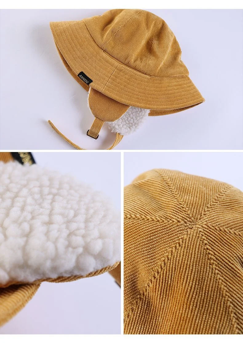 Ear Flap Corduroy Bucket Hat - Imagen 7