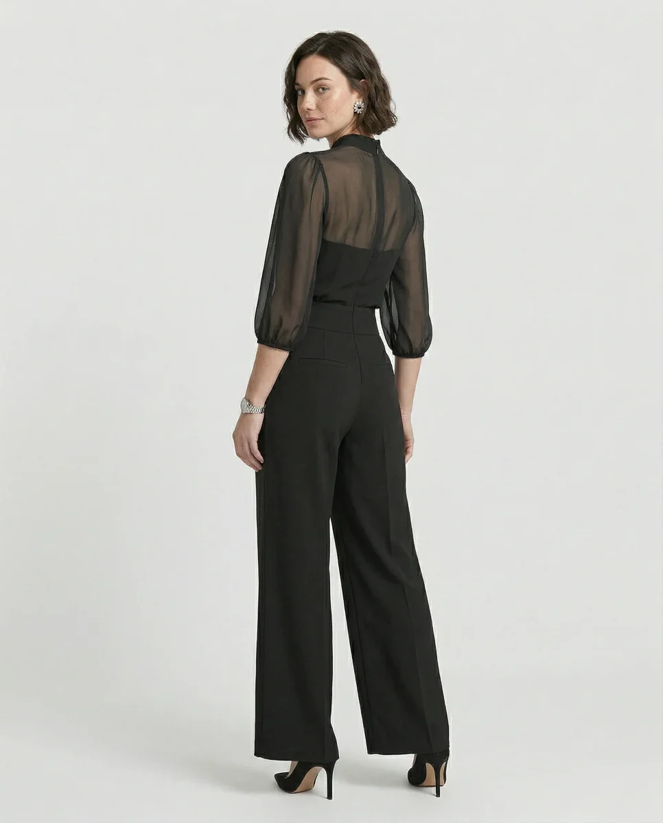 Conjunto Negro de Tres Piezas con Pantalón Ancho - Valentina - Imagen 3