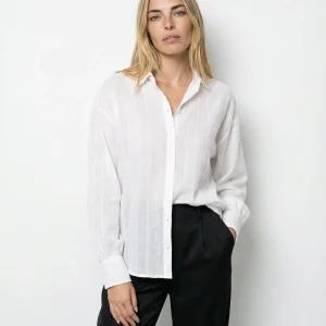 Camisa oversize con escote redondo Luce – Blanco