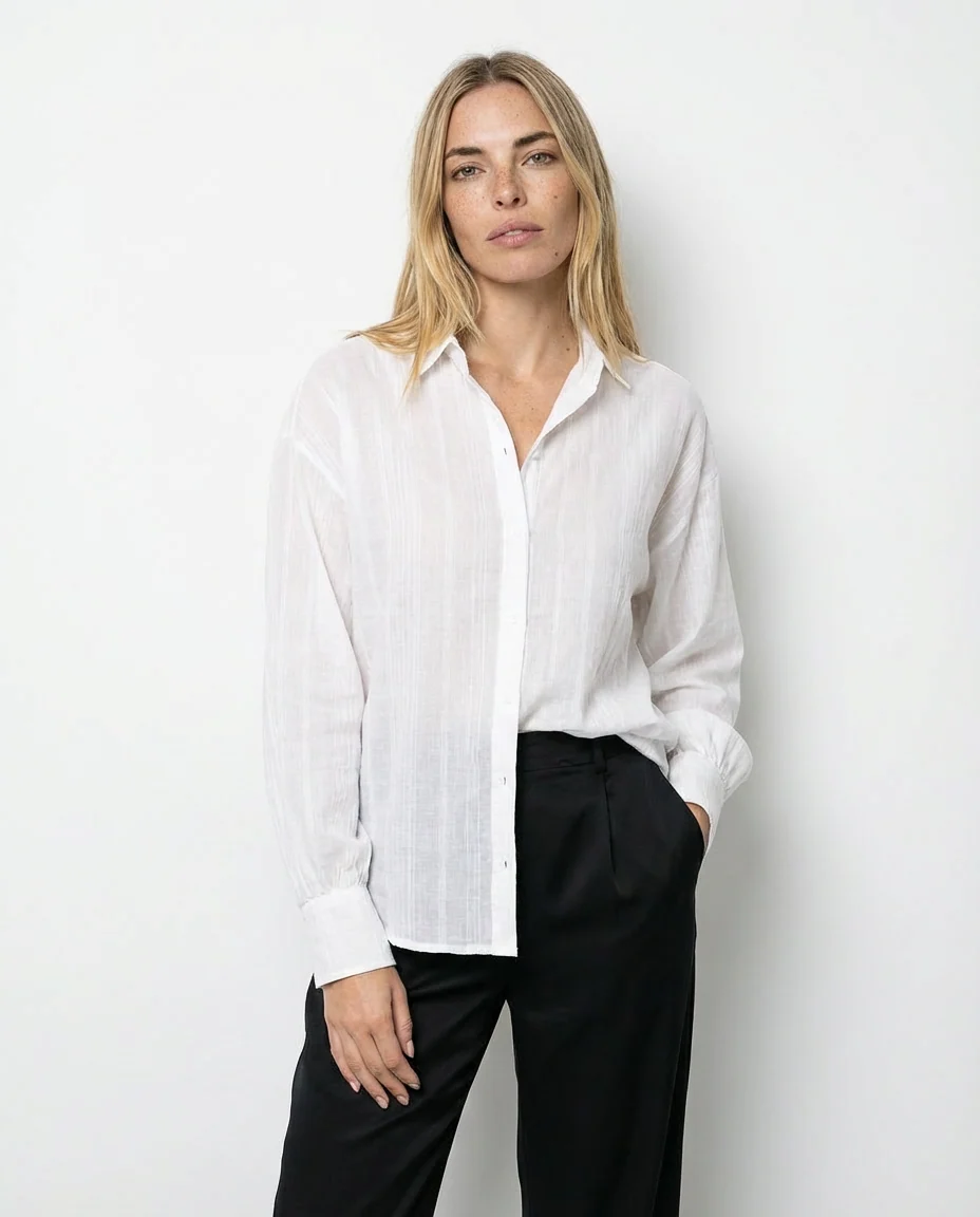 Camisa oversize con escote redondo Luce – Blanco - Imagen 2