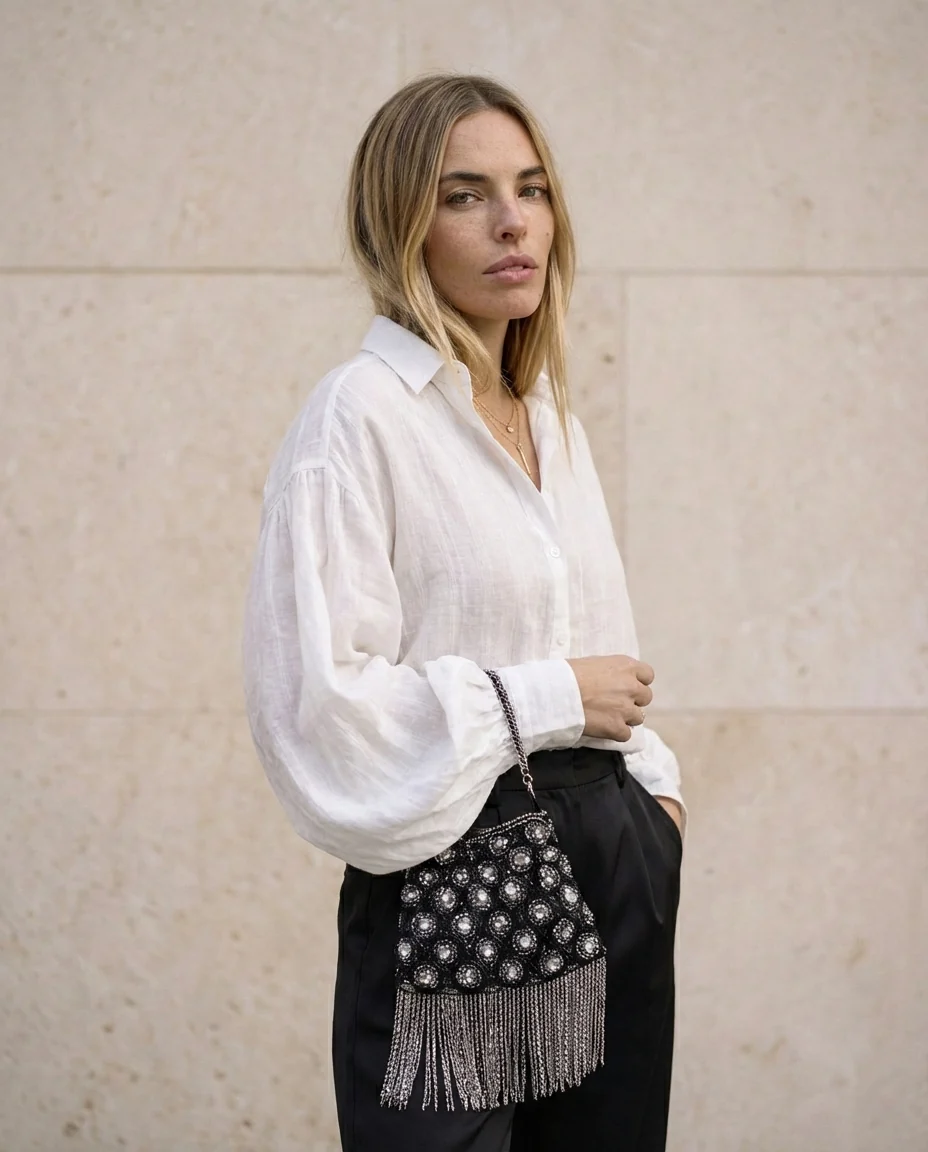Camisa oversize con escote redondo Luce – Blanco - Imagen 3