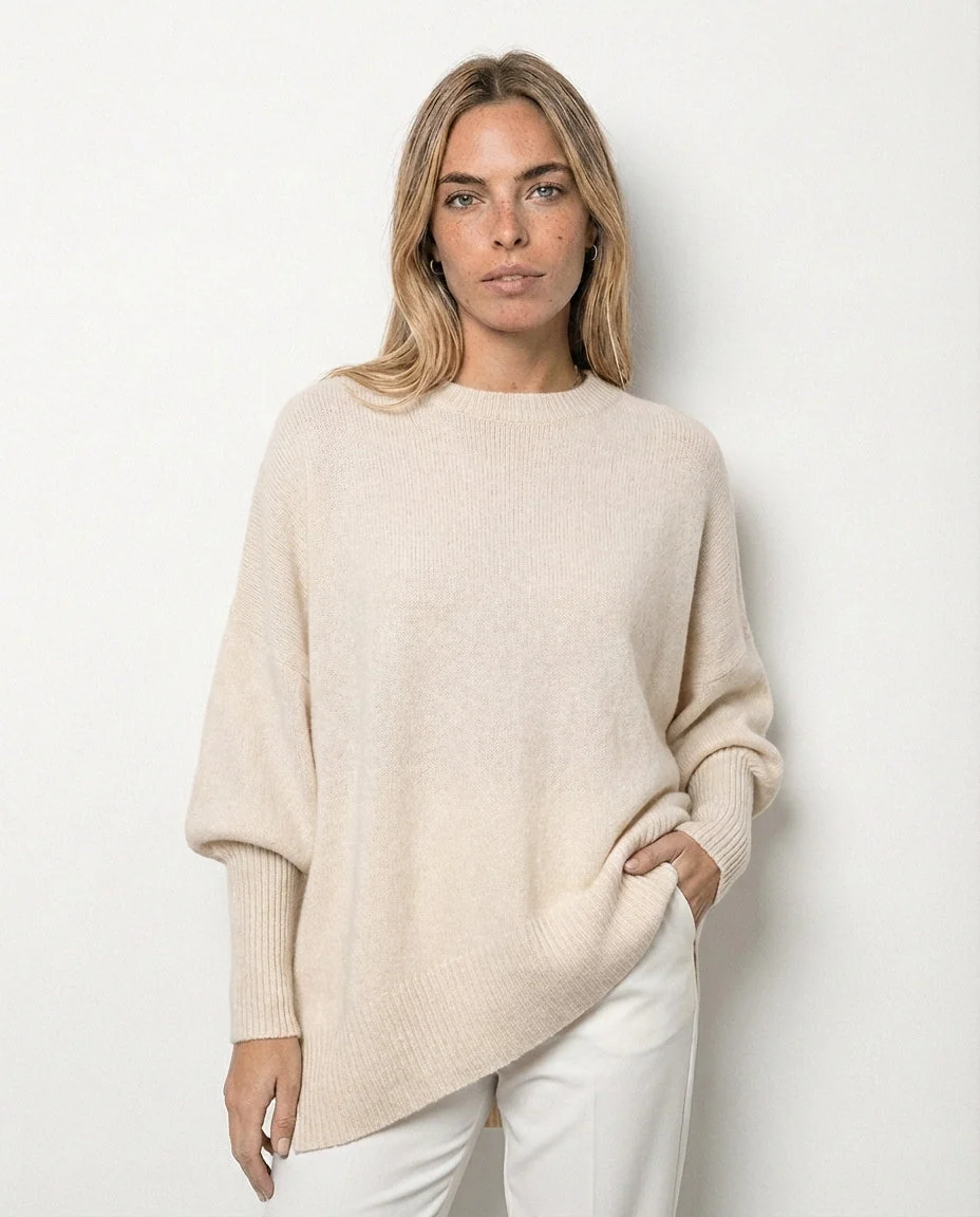 Jersey Oversize de Lana Premium Alessia – Blanco - Imagen 2