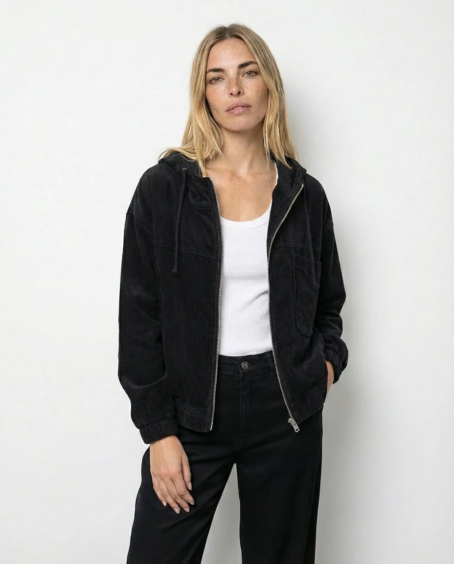 Chaqueta de pana acanalada Isabella – Negro - Imagen 2