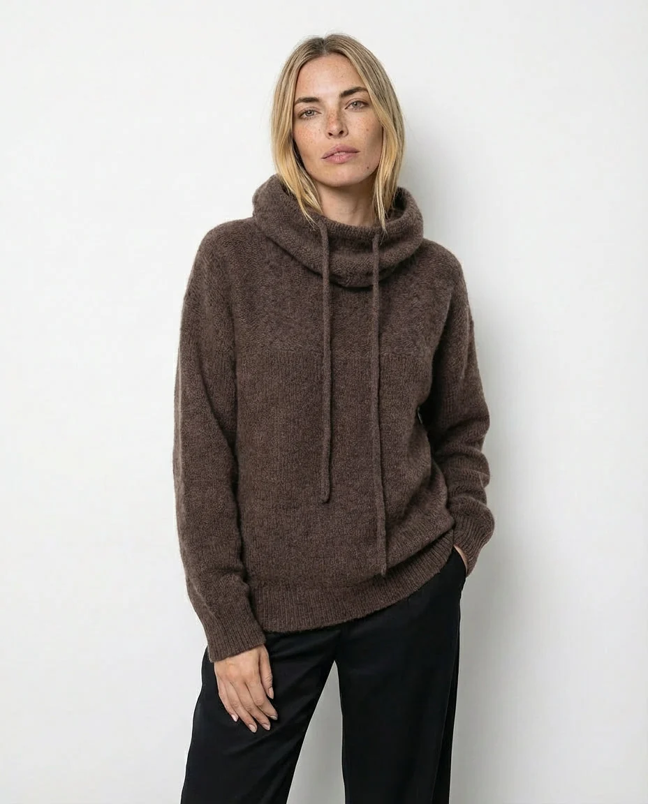 Suéter de Cuello Alto en Lana Merino Lina – Marrón - Imagen 3