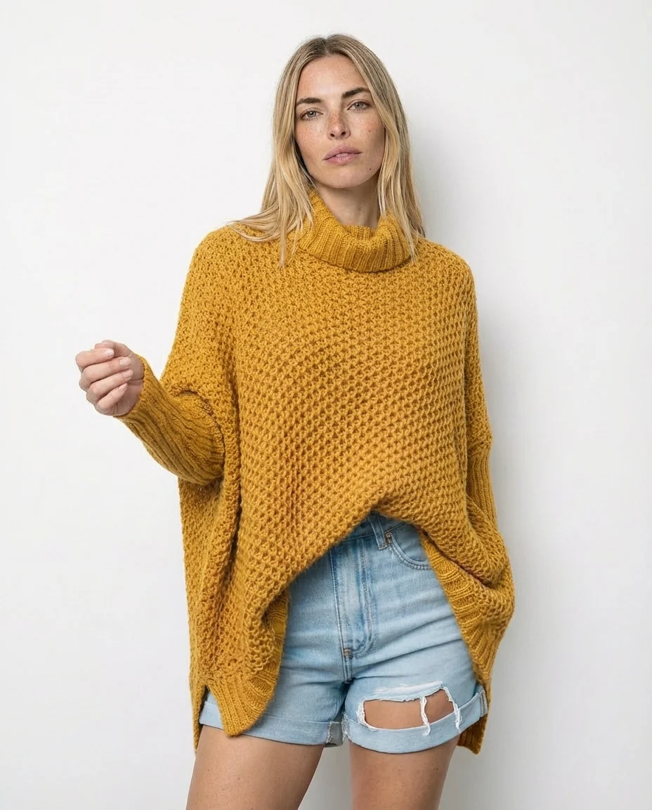 Jersey de Cuello Alto con Mangas Dolman - Amarillo - Imagen 3