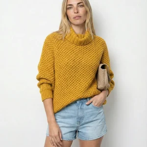 Jersey de Cuello Alto con Mangas Dolman - Amarillo