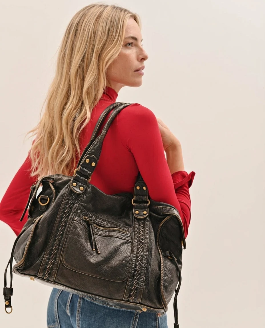 Bolso urbano vintage - Negro - Imagen 2