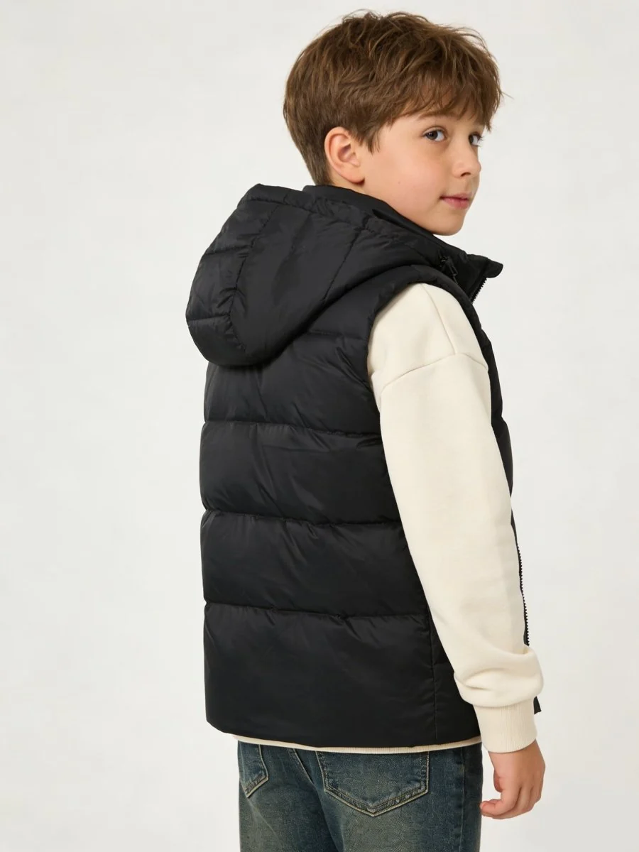 Boys Goose Down Heated Hooded Puffer Vest - Imagen 5