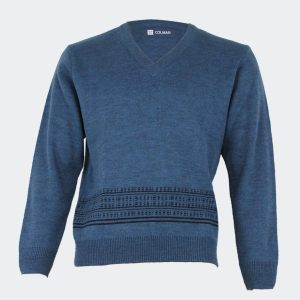 Jersey pullover hombre punto con cenefa geométrica en el el bajo