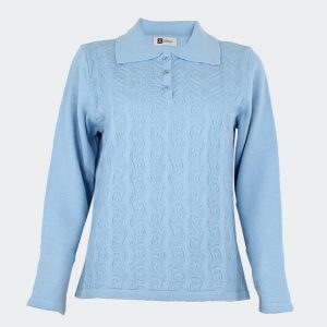 Jersey polo mujer con franjas relieve