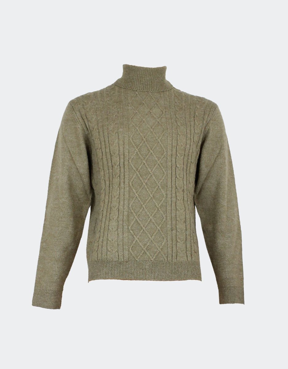 Jersey hombre punto cuello alto y trenzas en relieve - Imagen 3