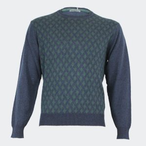 Jersey hombre punto fino cuello redondo con rombos