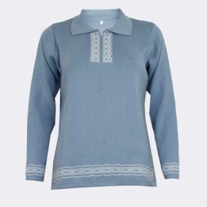 Polo punto mujer INVIERNO con abertura cremallera, detalle cenefa en cuello, manga y cintura